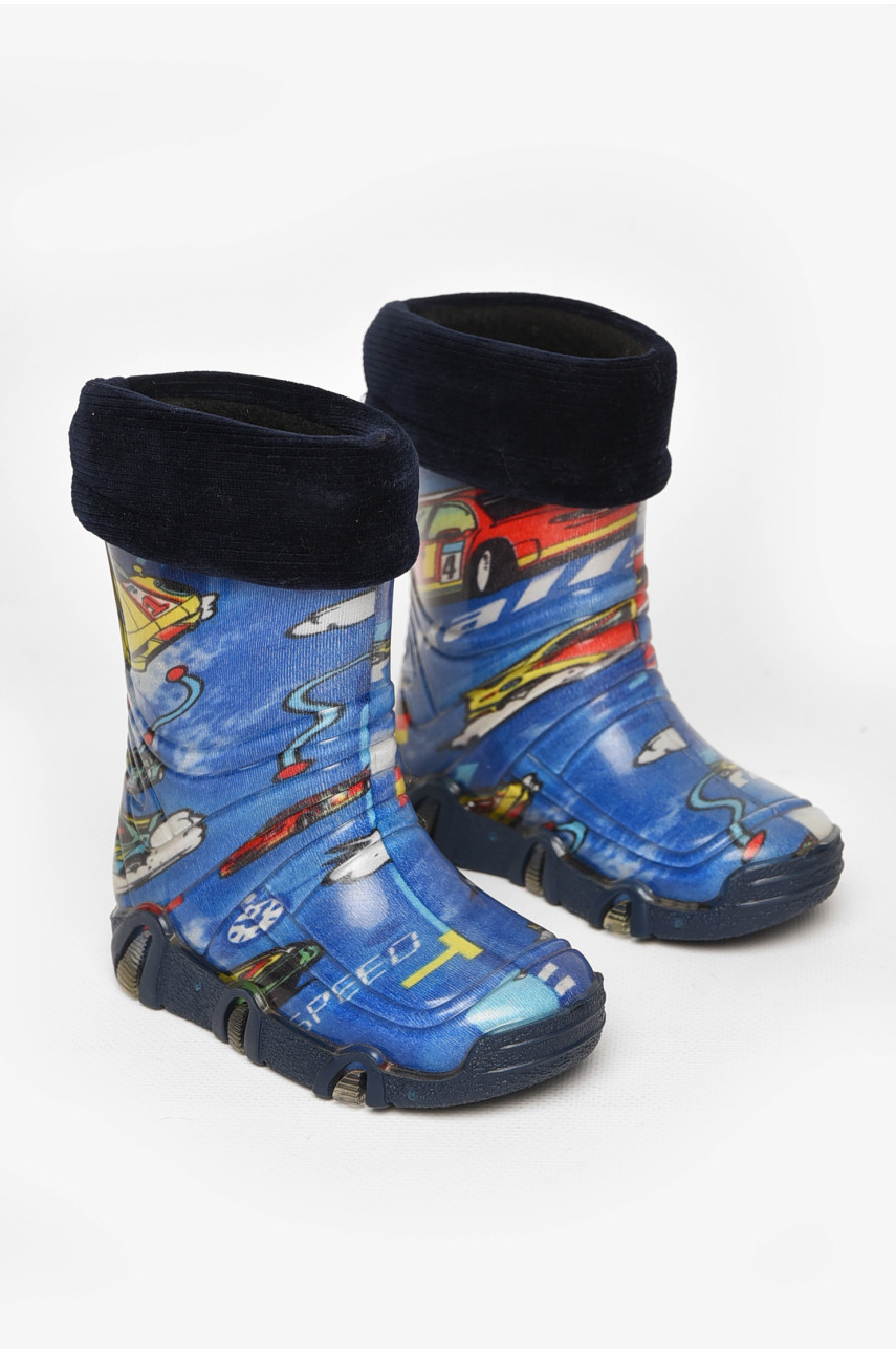 Чоботи гумові дитячі синього кольору зі з'ємною шкарпеткою 212767