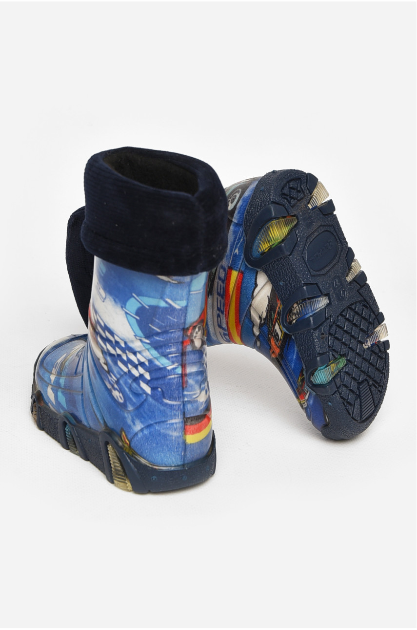 Чоботи гумові дитячі синього кольору зі з'ємною шкарпеткою 212767