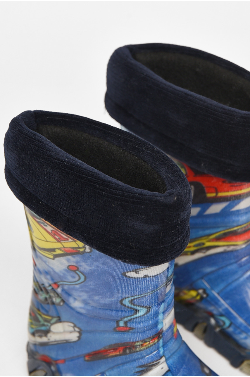 Чоботи гумові дитячі синього кольору зі з'ємною шкарпеткою 212767