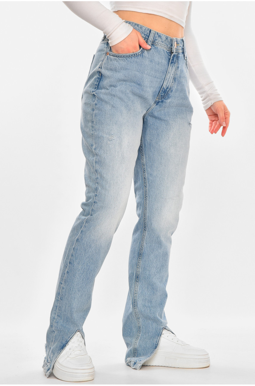 Джинсы женские однотонные голубого цвета 212769