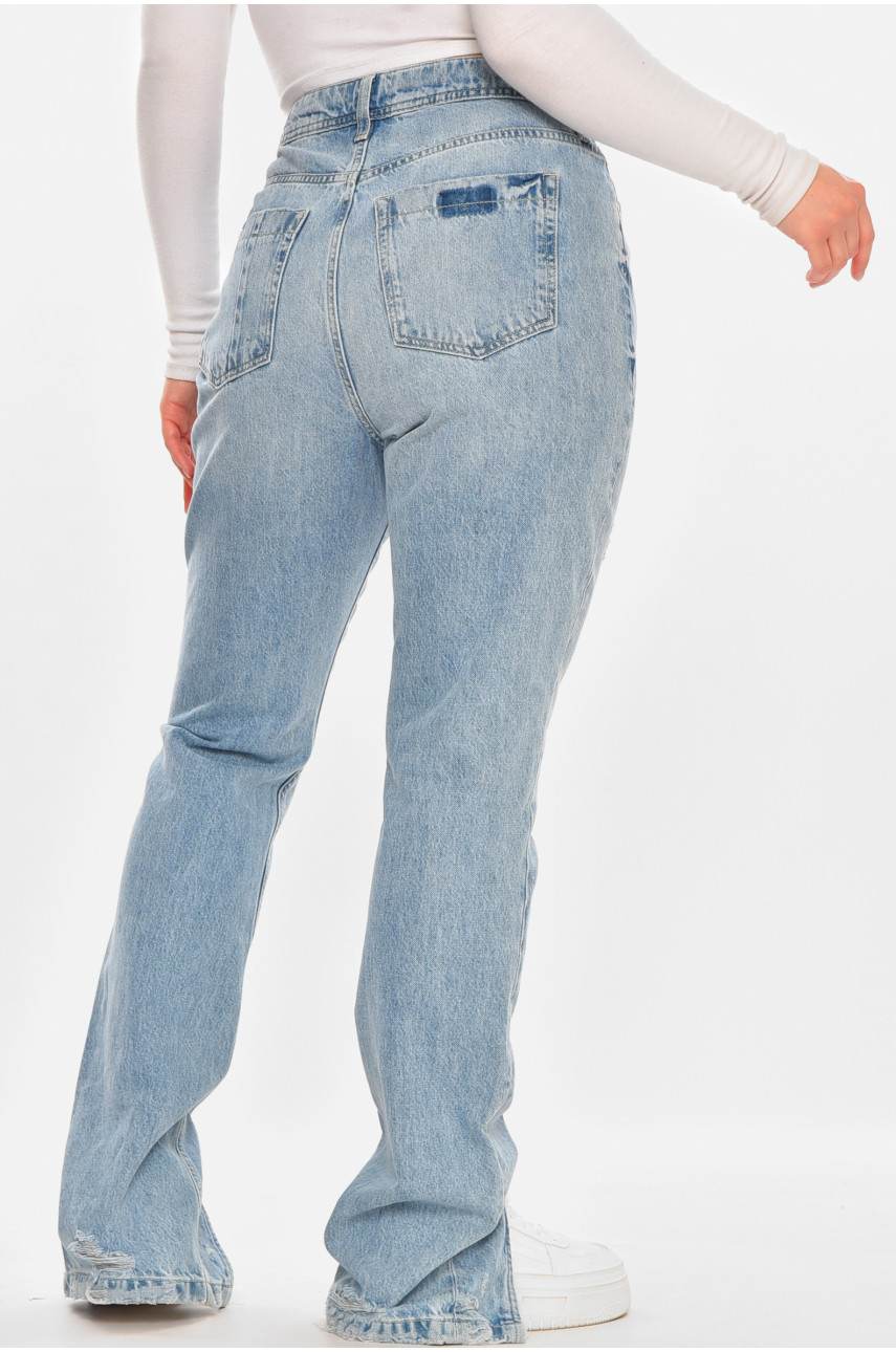 Джинсы женские однотонные голубого цвета 212769