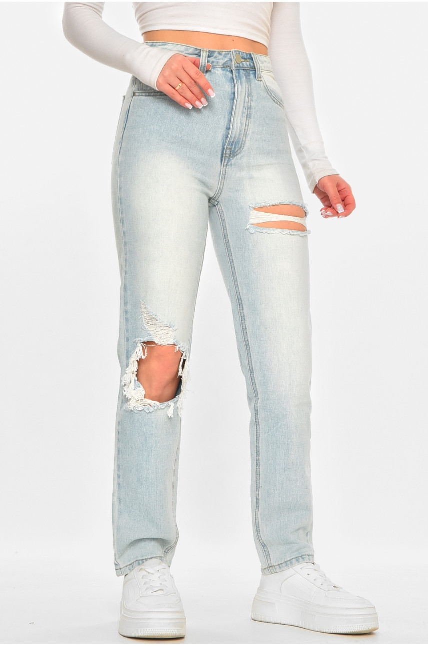Джинсы женские однотонные голубого цвета 212771
