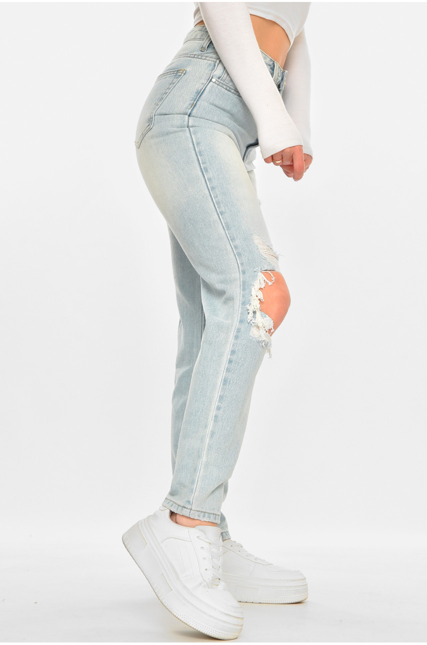 Джинсы женские однотонные голубого цвета 212771