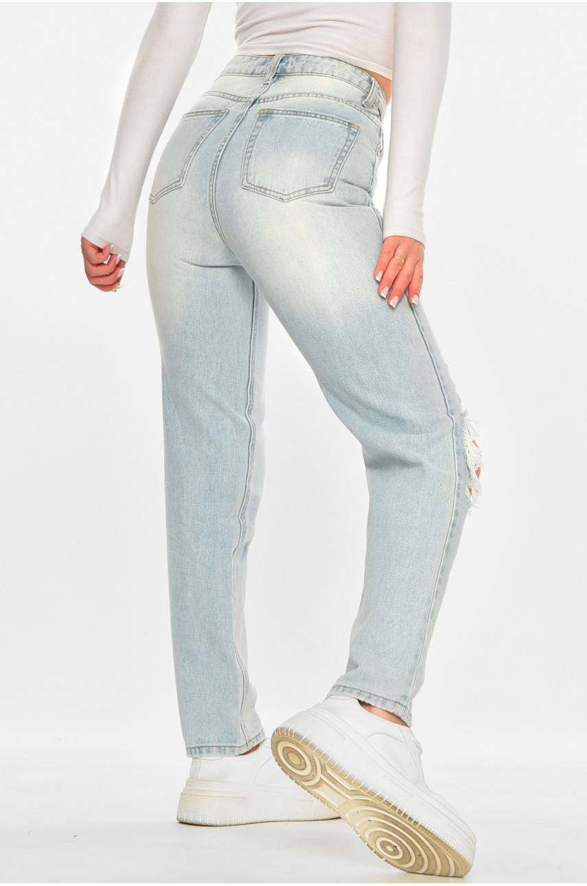 Джинсы женские однотонные голубого цвета 212771