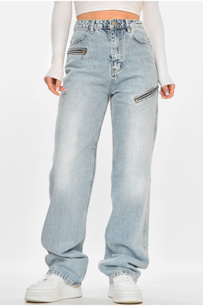 Джинсы женские однотонные голубого цвета 212772