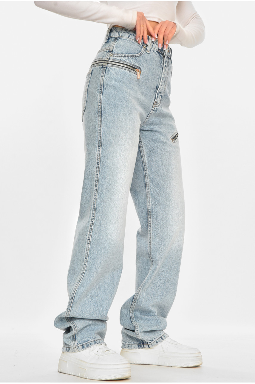 Джинсы женские однотонные голубого цвета 212772