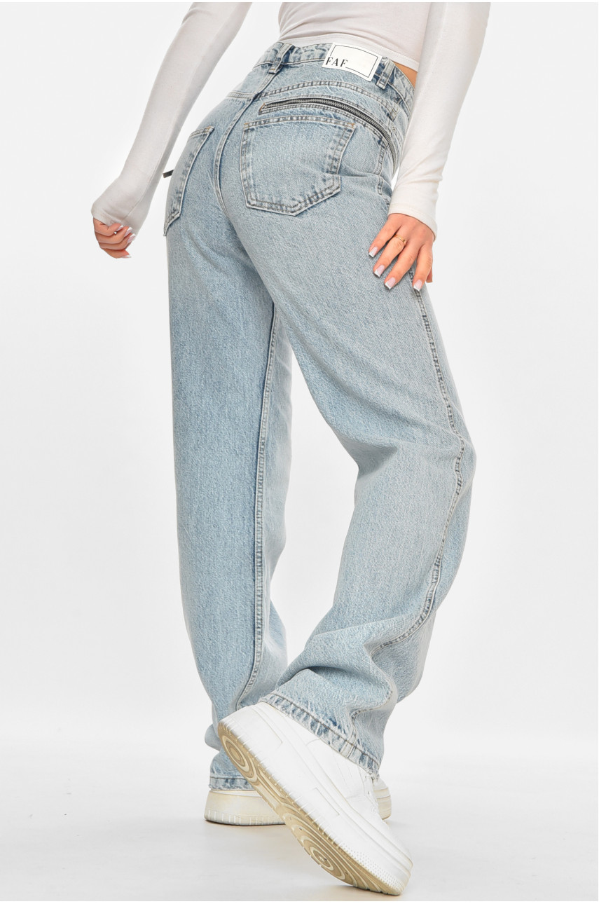 Джинсы женские однотонные голубого цвета 212772