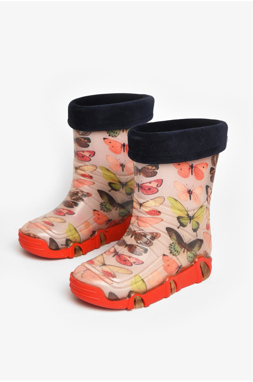 Чоботи гумові дитячі світло-бежевого кольору зі з'ємною шкарпеткою 212775