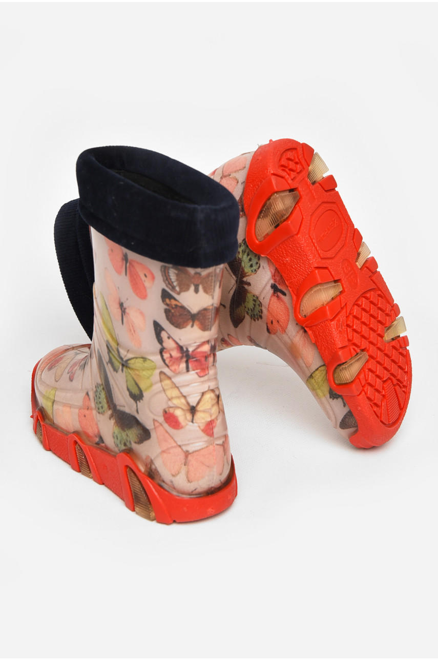 Чоботи гумові дитячі світло-бежевого кольору зі з'ємною шкарпеткою 212775