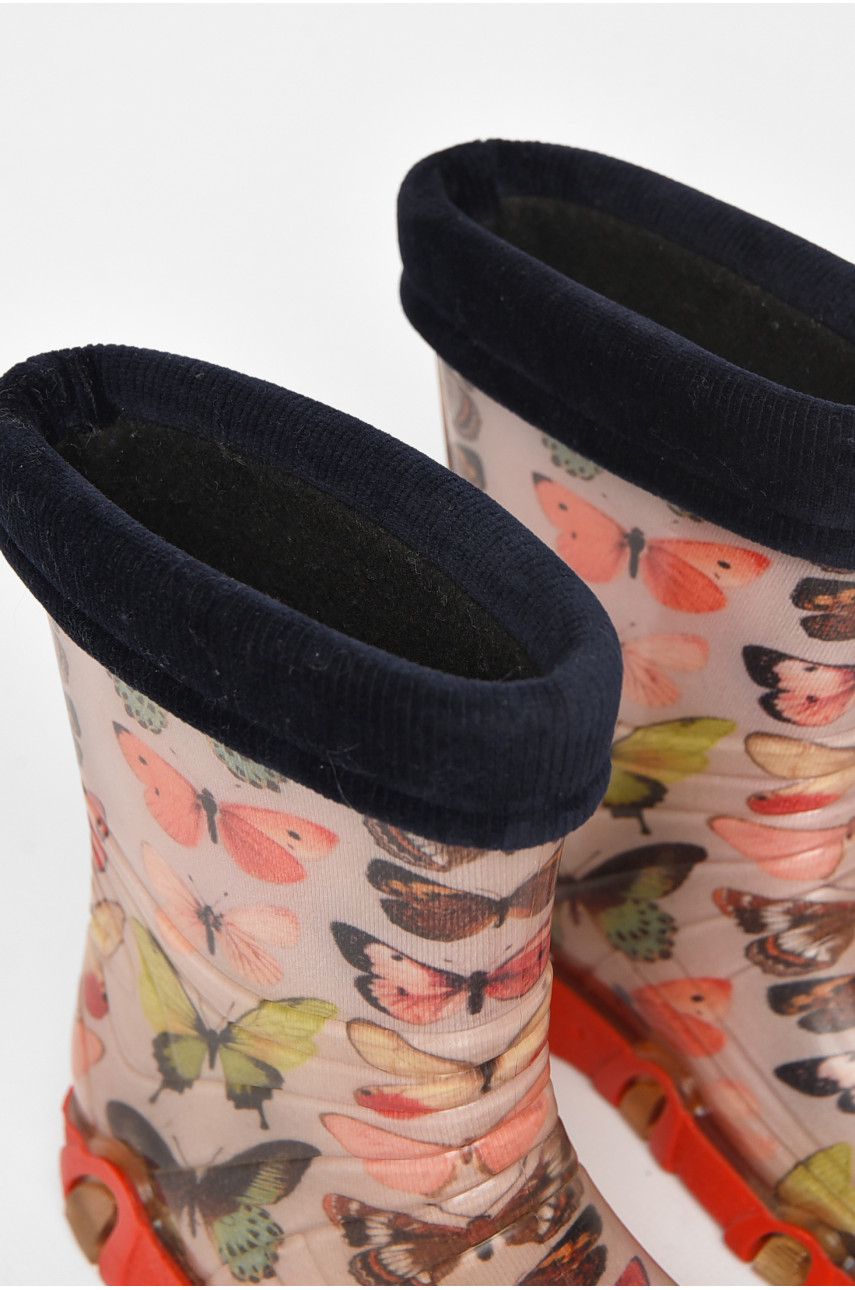 Чоботи гумові дитячі світло-бежевого кольору зі з'ємною шкарпеткою 212775