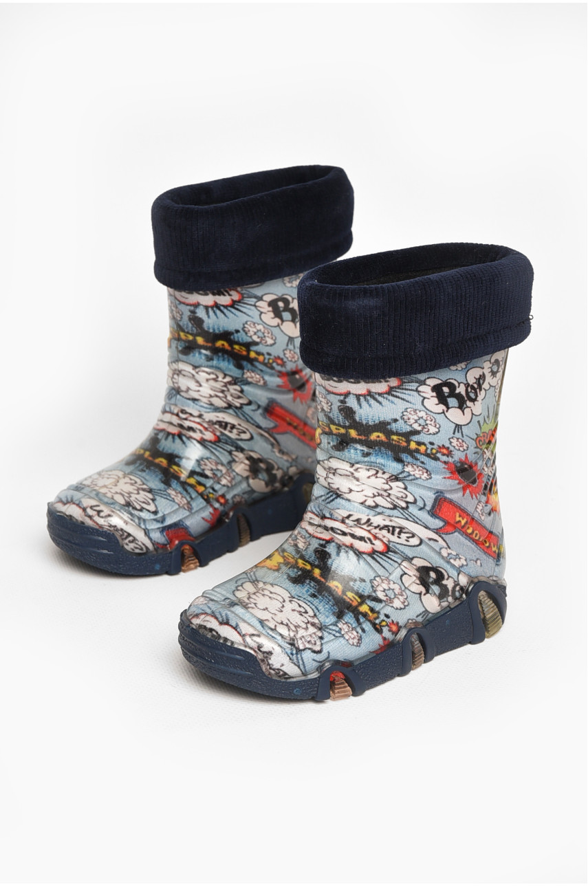 Чоботи гумові дитячі блакитного кольору зі з'ємною шкарпеткою 212776