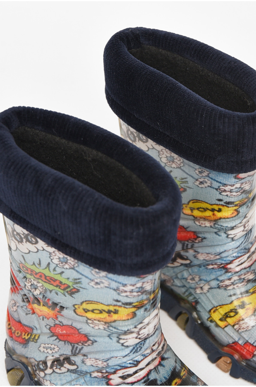 Чоботи гумові дитячі блакитного кольору зі з'ємною шкарпеткою 212776