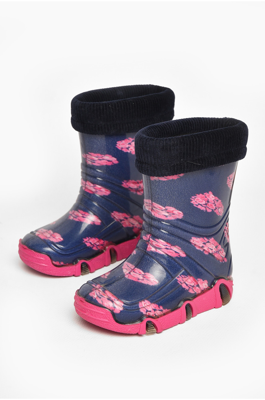 Чоботи гумові дитячі темно-синього кольору зі з'ємною шкарпеткою 212777