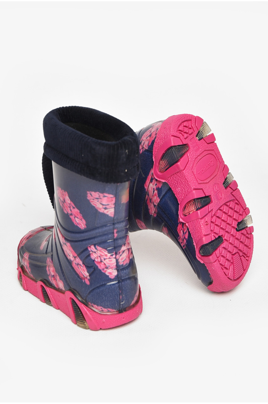 Чоботи гумові дитячі темно-синього кольору зі з'ємною шкарпеткою 212777
