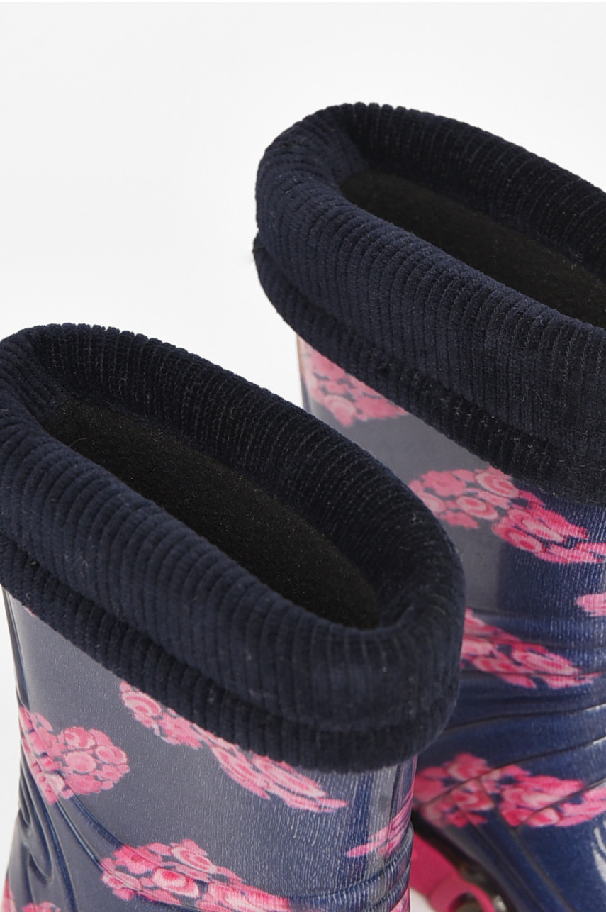 Чоботи гумові дитячі темно-синього кольору зі з'ємною шкарпеткою 212777