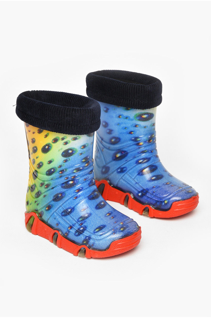 Чоботи гумові дитячі синього кольору зі з'ємною шкарпеткою 212778