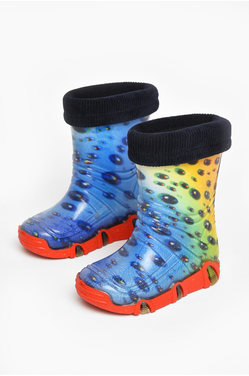 Чоботи гумові дитячі синього кольору зі з'ємною шкарпеткою 212778