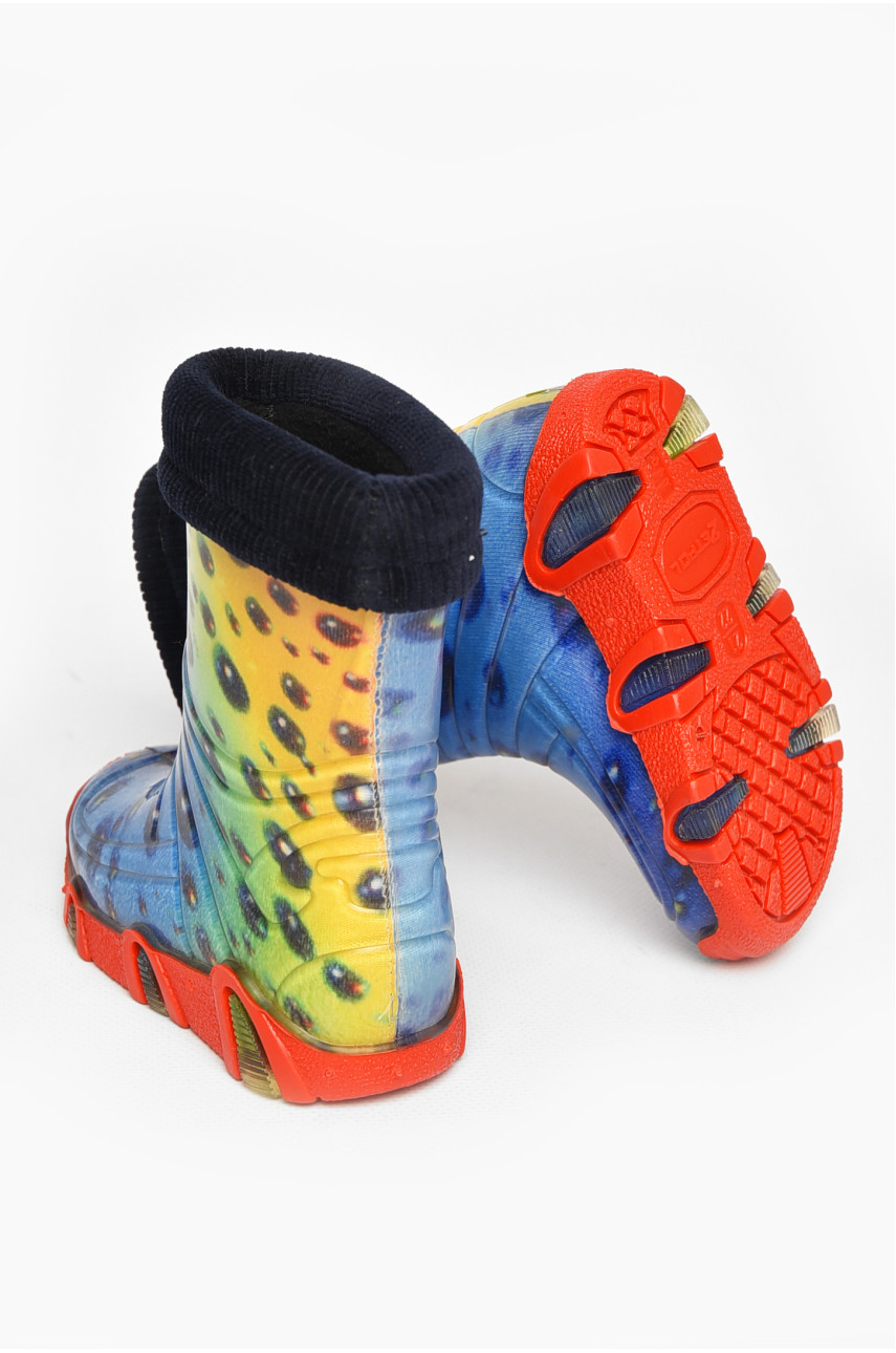 Чоботи гумові дитячі синього кольору зі з'ємною шкарпеткою 212778