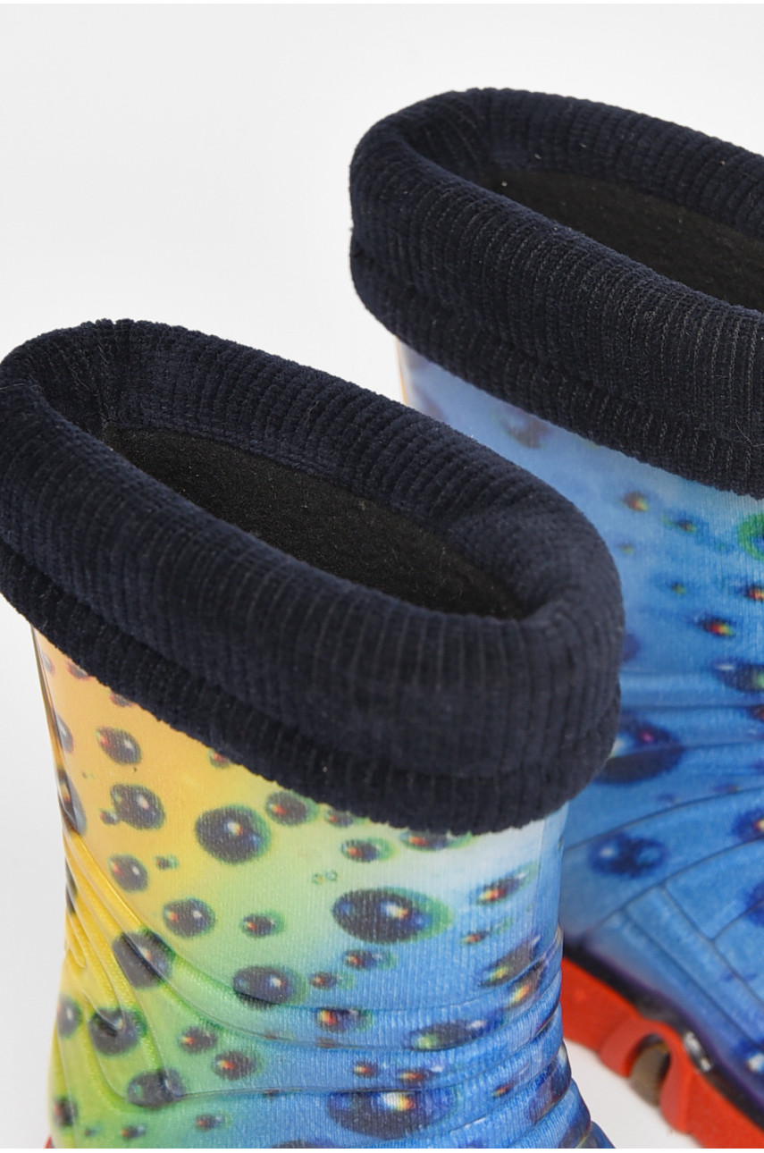 Чоботи гумові дитячі синього кольору зі з'ємною шкарпеткою 212778