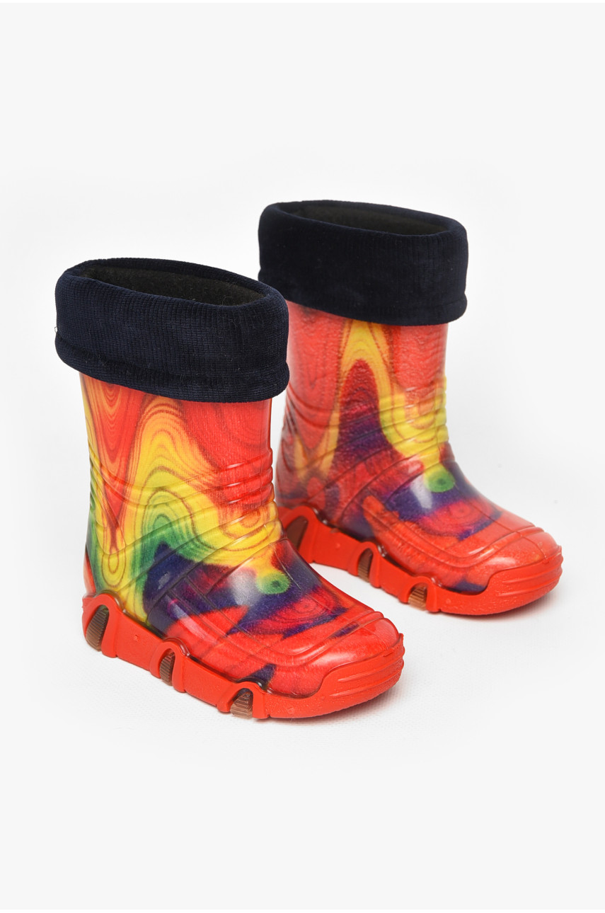 Чоботи гумові дитячі червоного кольору зі з'ємною шкарпеткою 212779