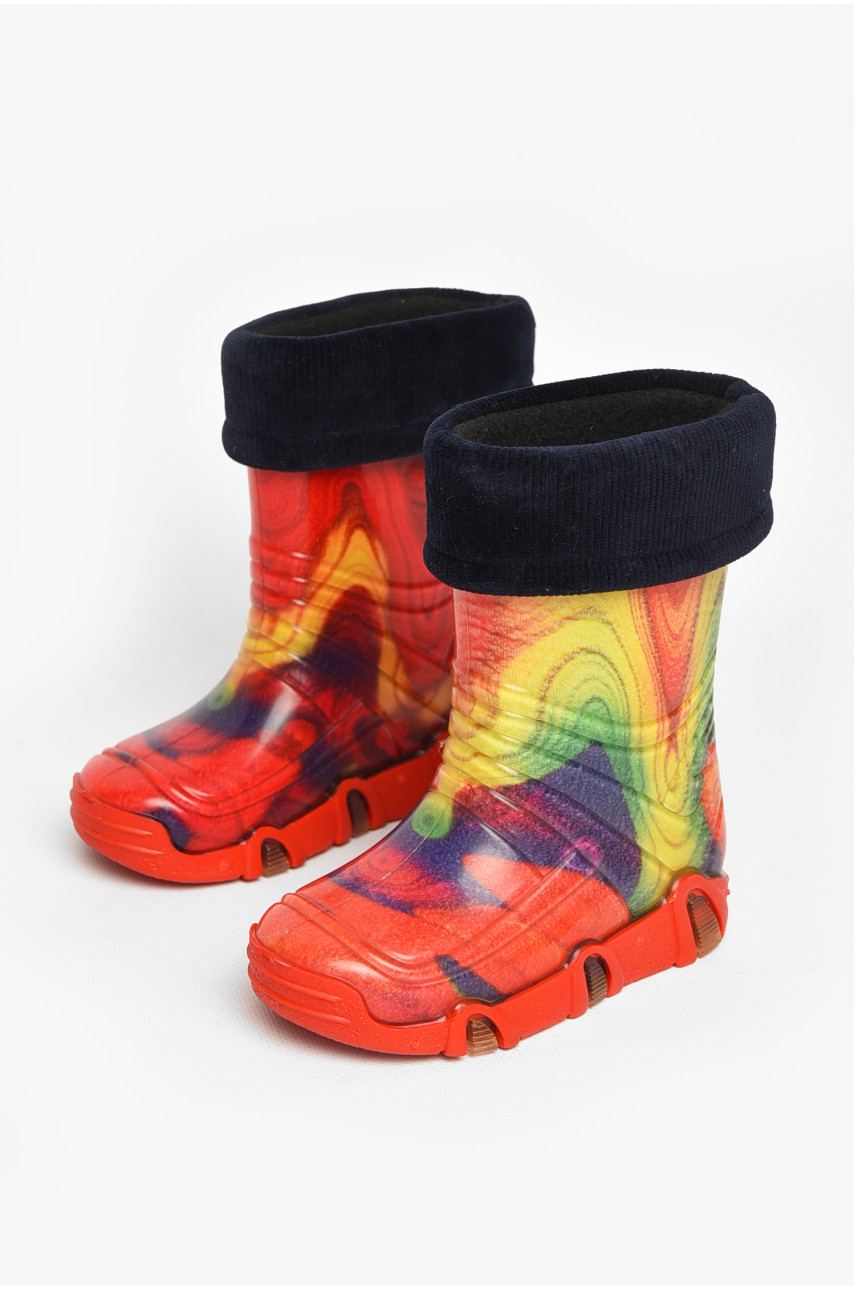 Чоботи гумові дитячі червоного кольору зі з'ємною шкарпеткою 212779