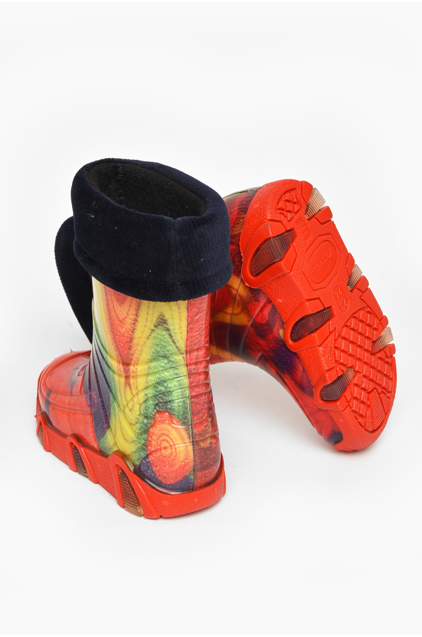 Чоботи гумові дитячі червоного кольору зі з'ємною шкарпеткою 212779