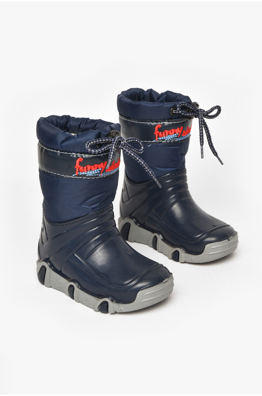 Чоботи гумові дитячі темно-синього кольору на хутрі 212780
