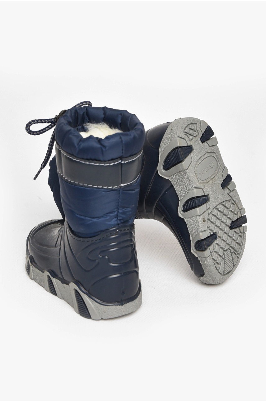 Чоботи гумові дитячі темно-синього кольору на хутрі 212780