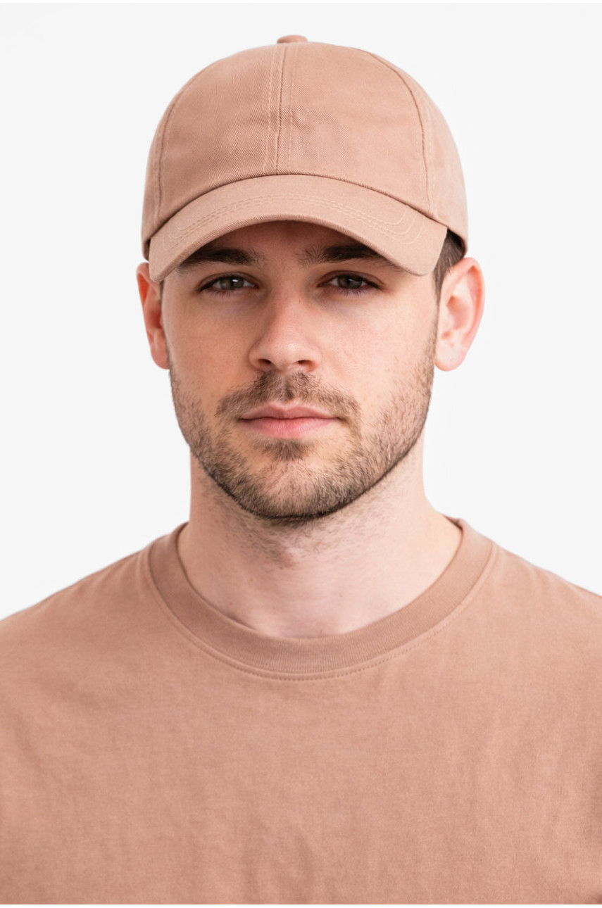 Кепка мужская однотонная темно-бежевого цвета 7192 212813