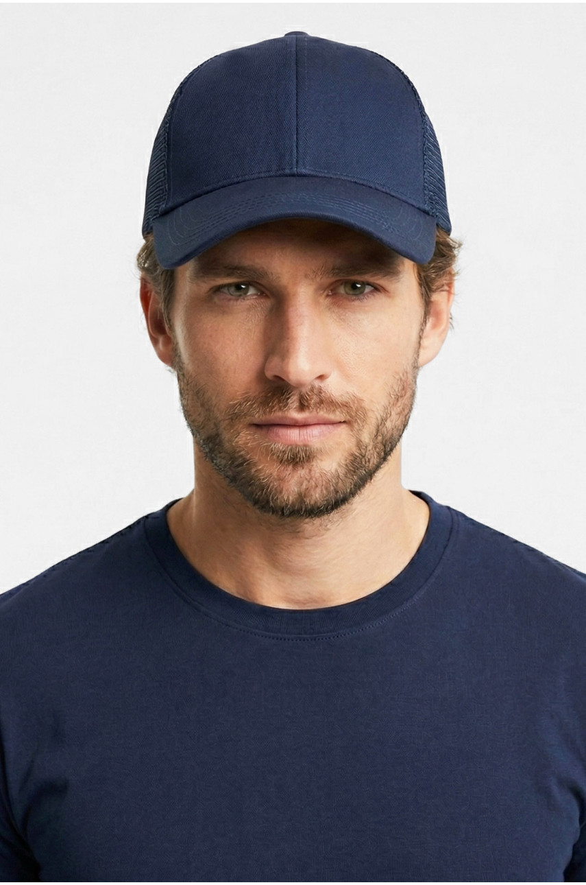 Кепка мужская однотонная темно-синего цвета 7189 212815