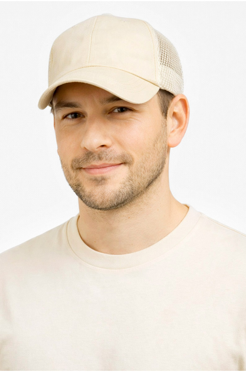 Кепка мужская однотонная бежевого цвета 7189 212818