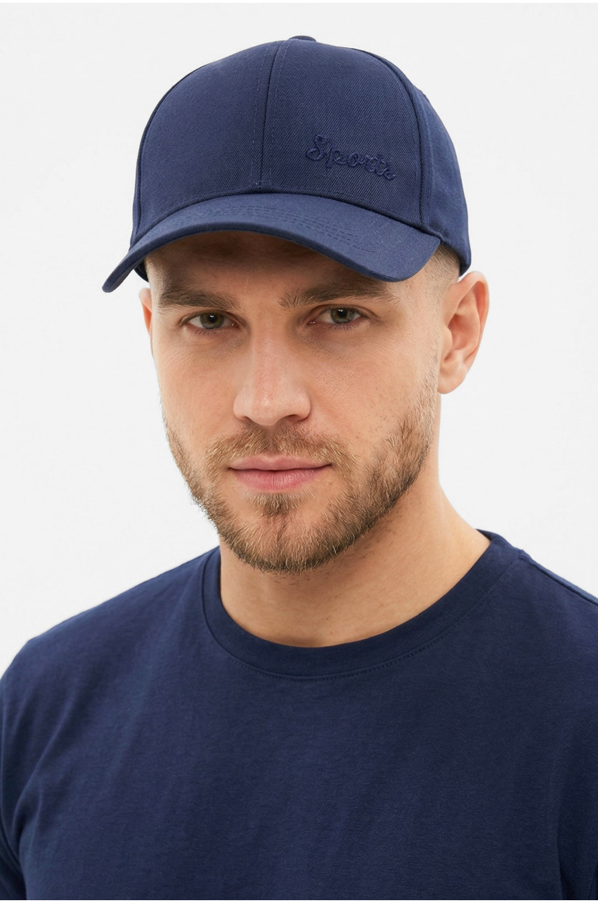 Кепка мужская однотонная темно-синего цвета 8811 212828