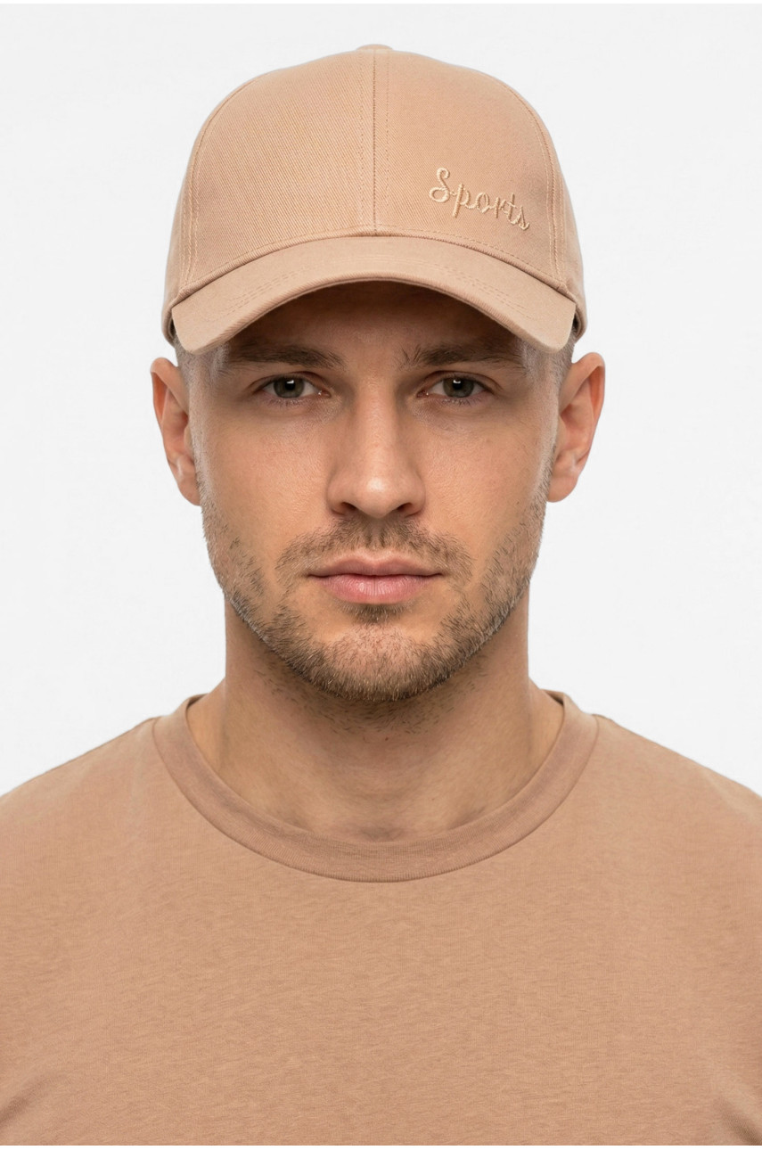 Кепка мужская однотонная темно-бежевого цвета 8811 212829