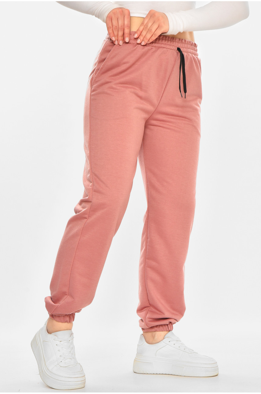 Спортивні штани жіночі напівбатальні темно-рожевого кольору 212836