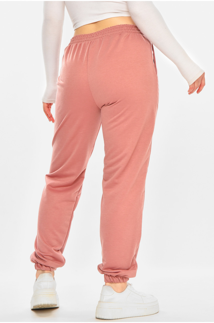 Спортивні штани жіночі напівбатальні темно-рожевого кольору 212836
