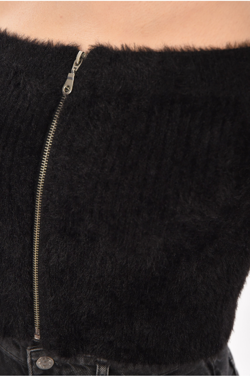 Кофта женская на молнии черного цвета 212866