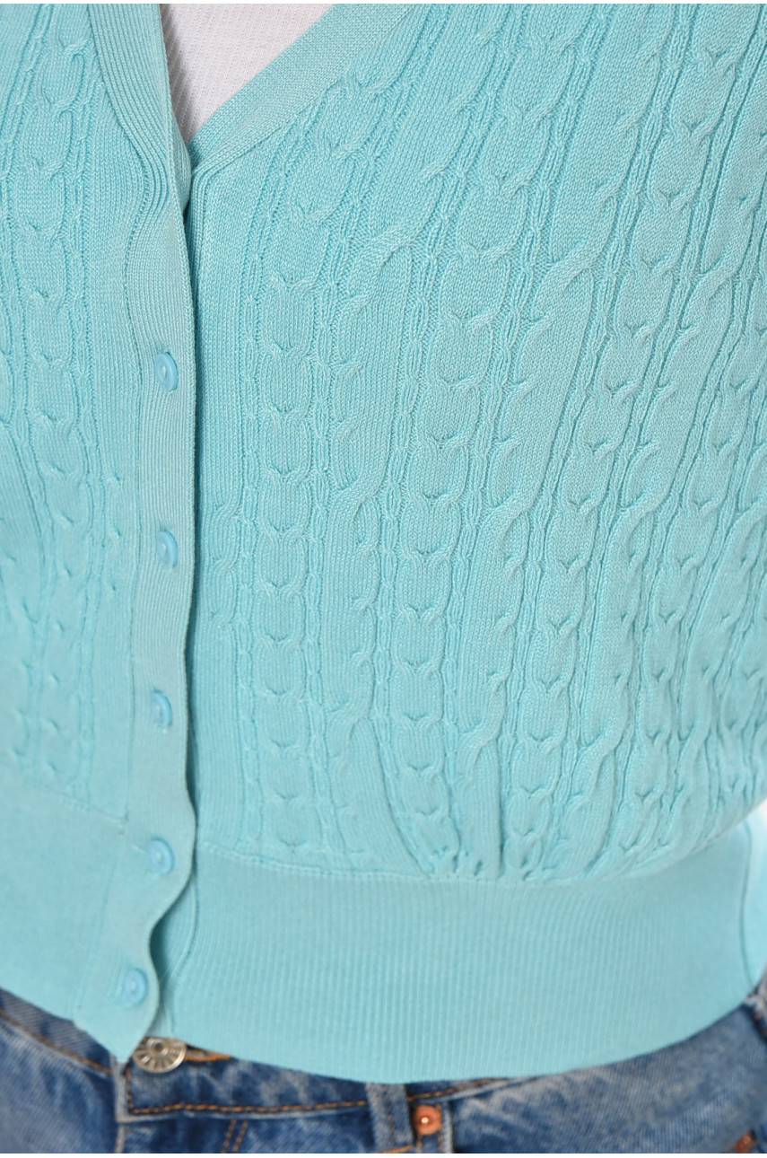 Кофта жіноча на ґудзиках бірюзового кольору 212867