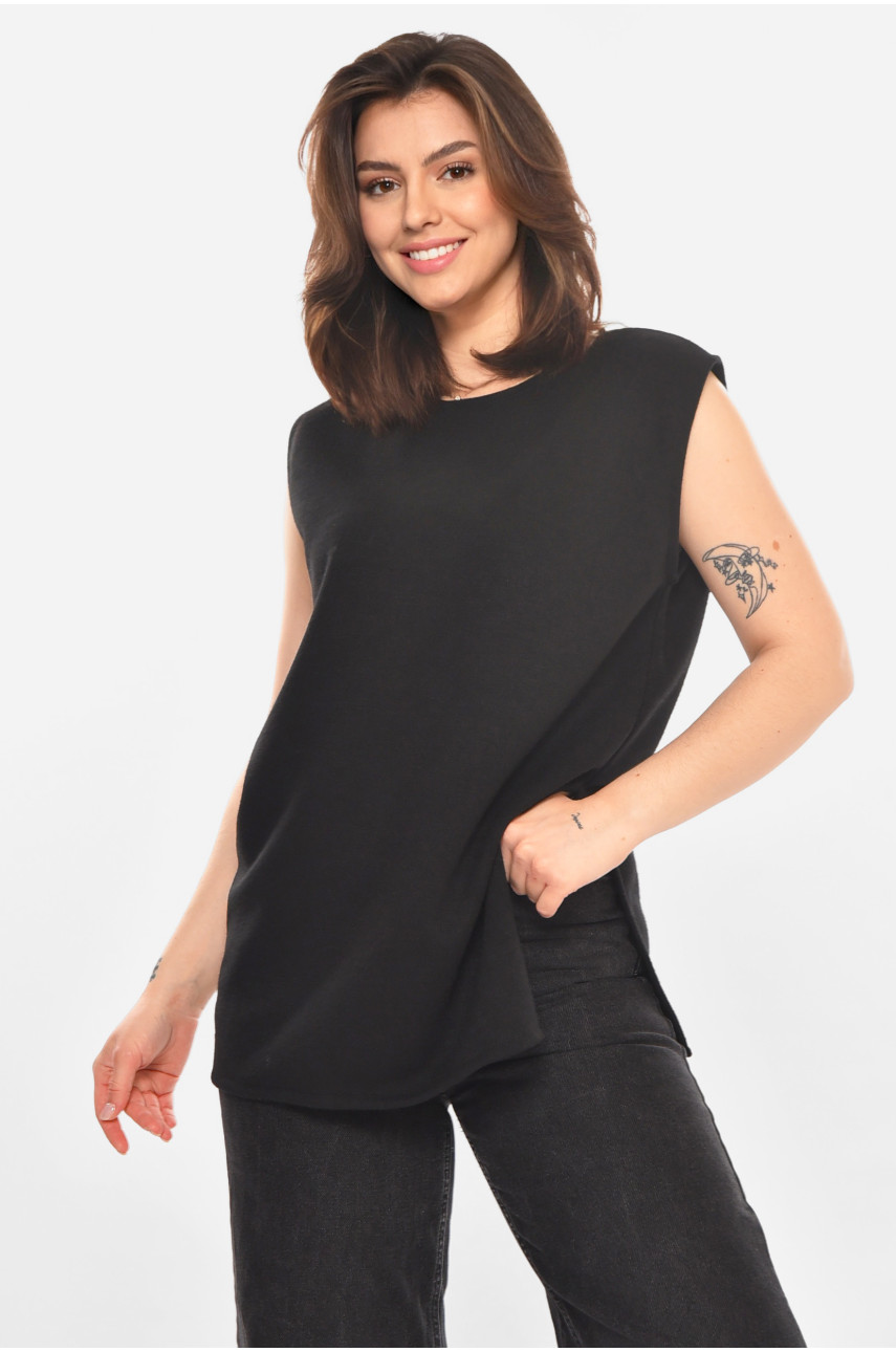 Кофта женская без рукавов  черного цвета 212868