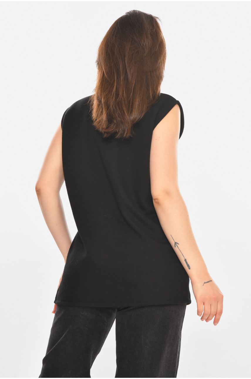 Кофта женская без рукавов  черного цвета 212868