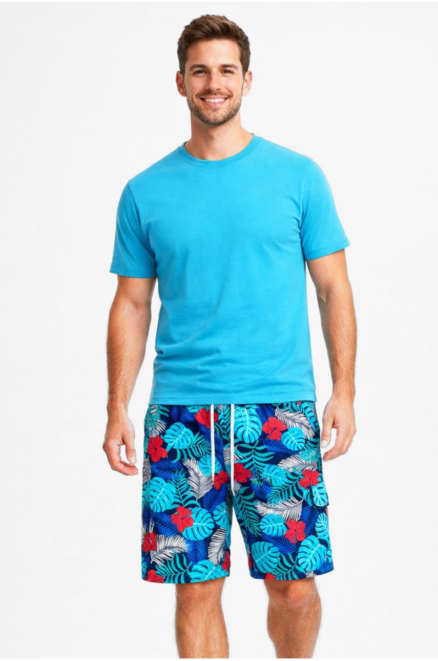 Шорти чоловічі темно-синього кольору з принтом 6605 212870