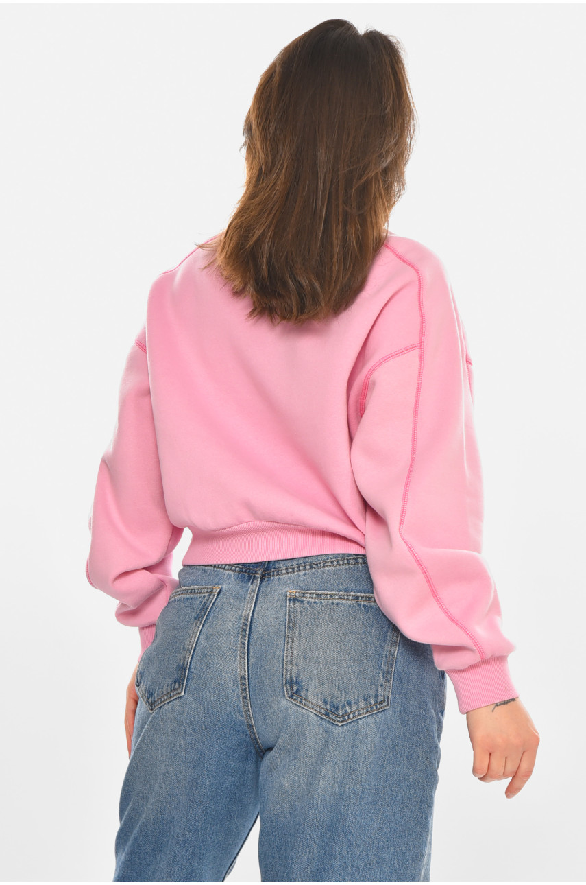 Свитшот женский на флисе розового цвета 212876