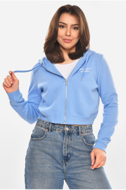 Свитшот женский на флисе голубого цвета 212895