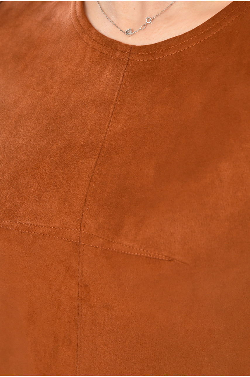 Платье женское замшевое однотонное коричневого цвета 357 212902