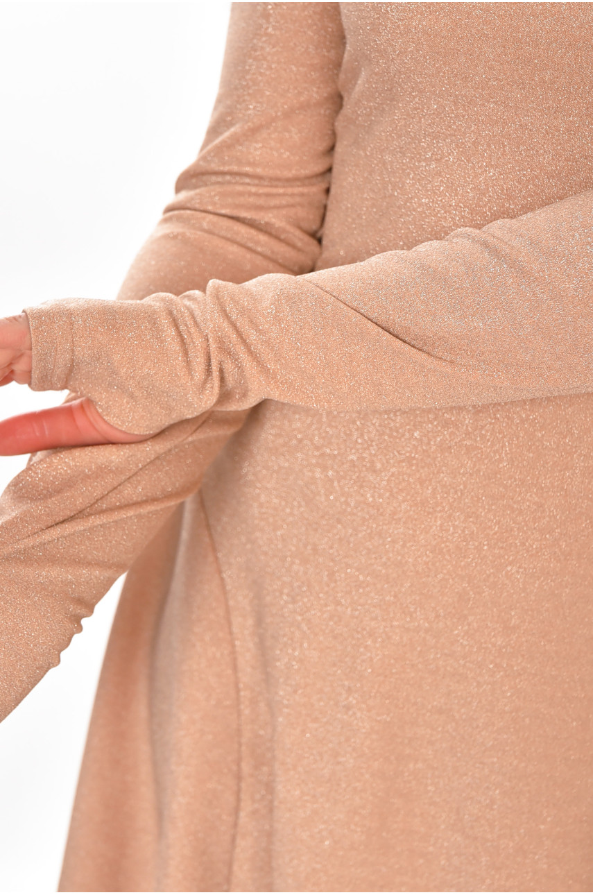 Платье женское люрекс однотонное бежевого цвета 245 212905
