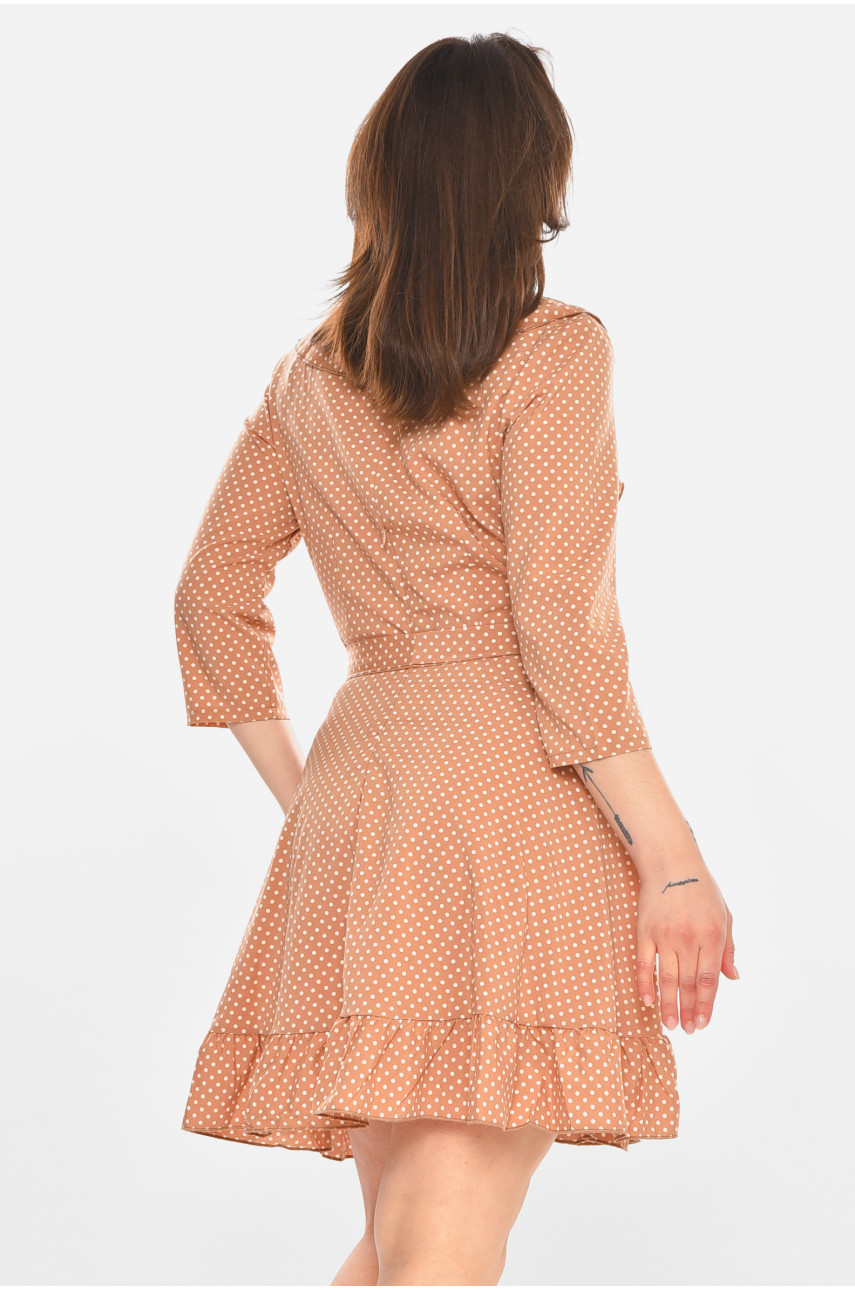 Платье женское бежевого цвета с принтом Уценка 399 212908