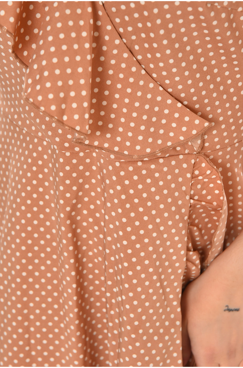 Платье женское бежевого цвета с принтом Уценка 212910