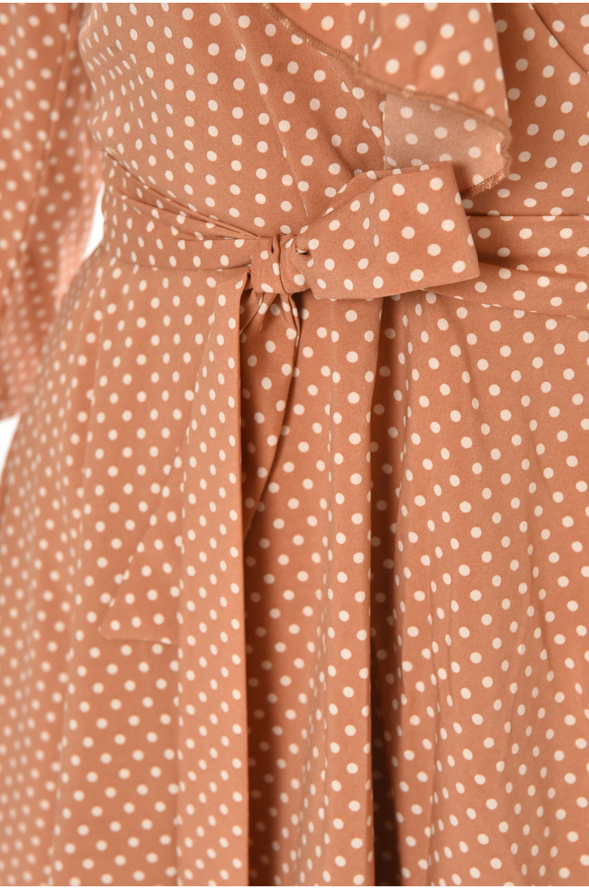 Платье женское бежевого цвета с принтом Уценка 212911