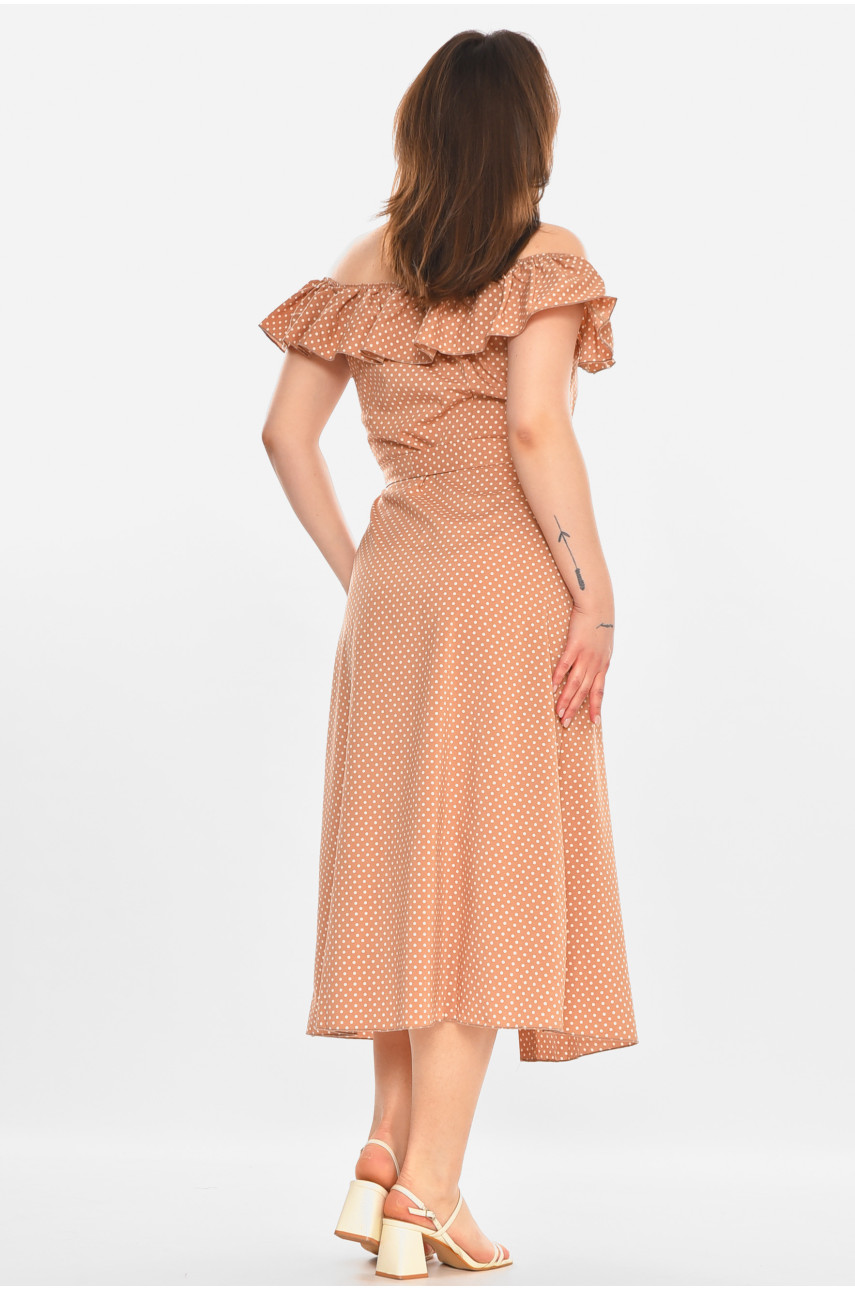 Платье женское бежевого цвета с принтом Уценка 212913