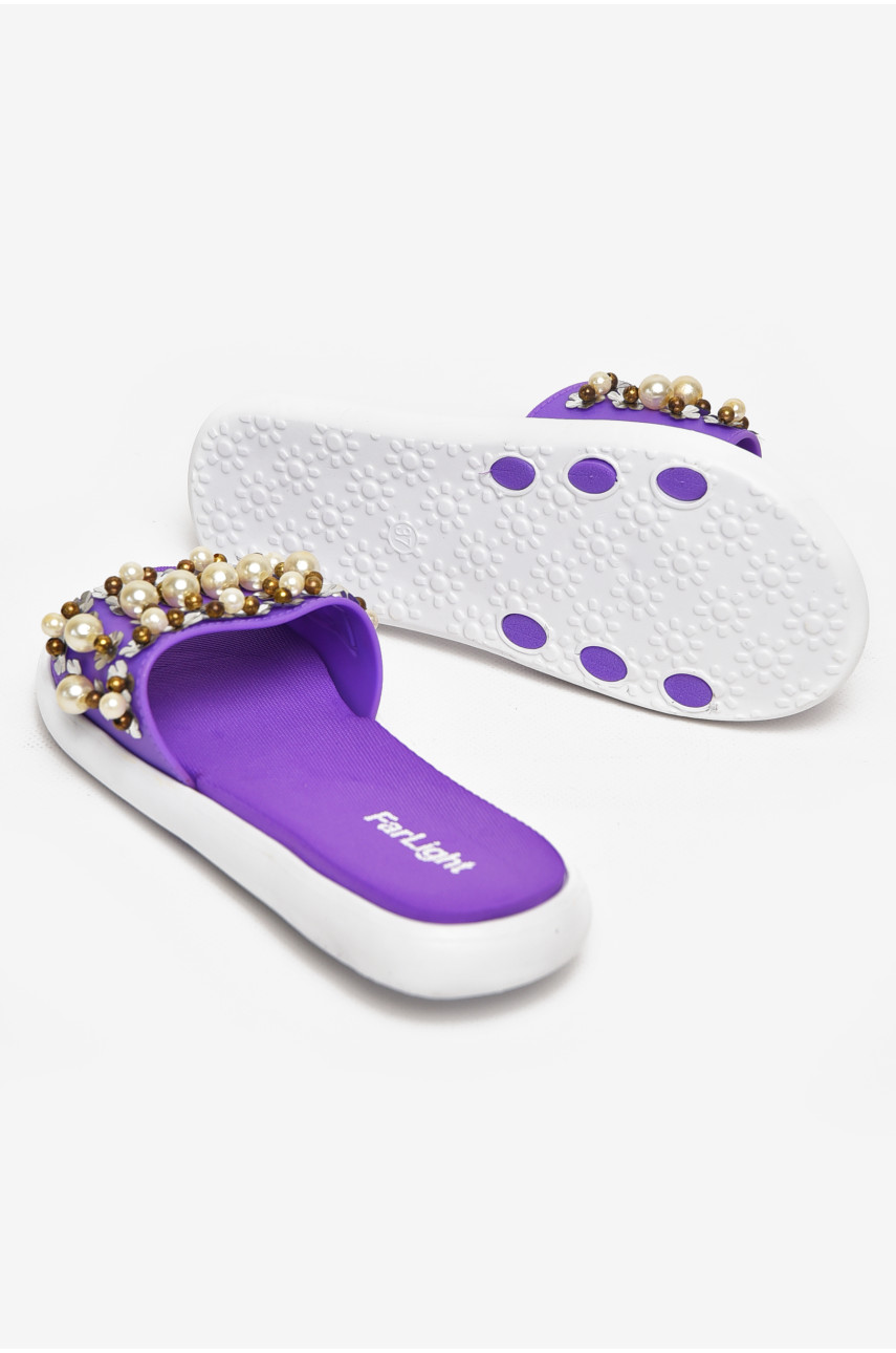 Шлепки женские фиолетового цвета с бусинками 8459-1 212916