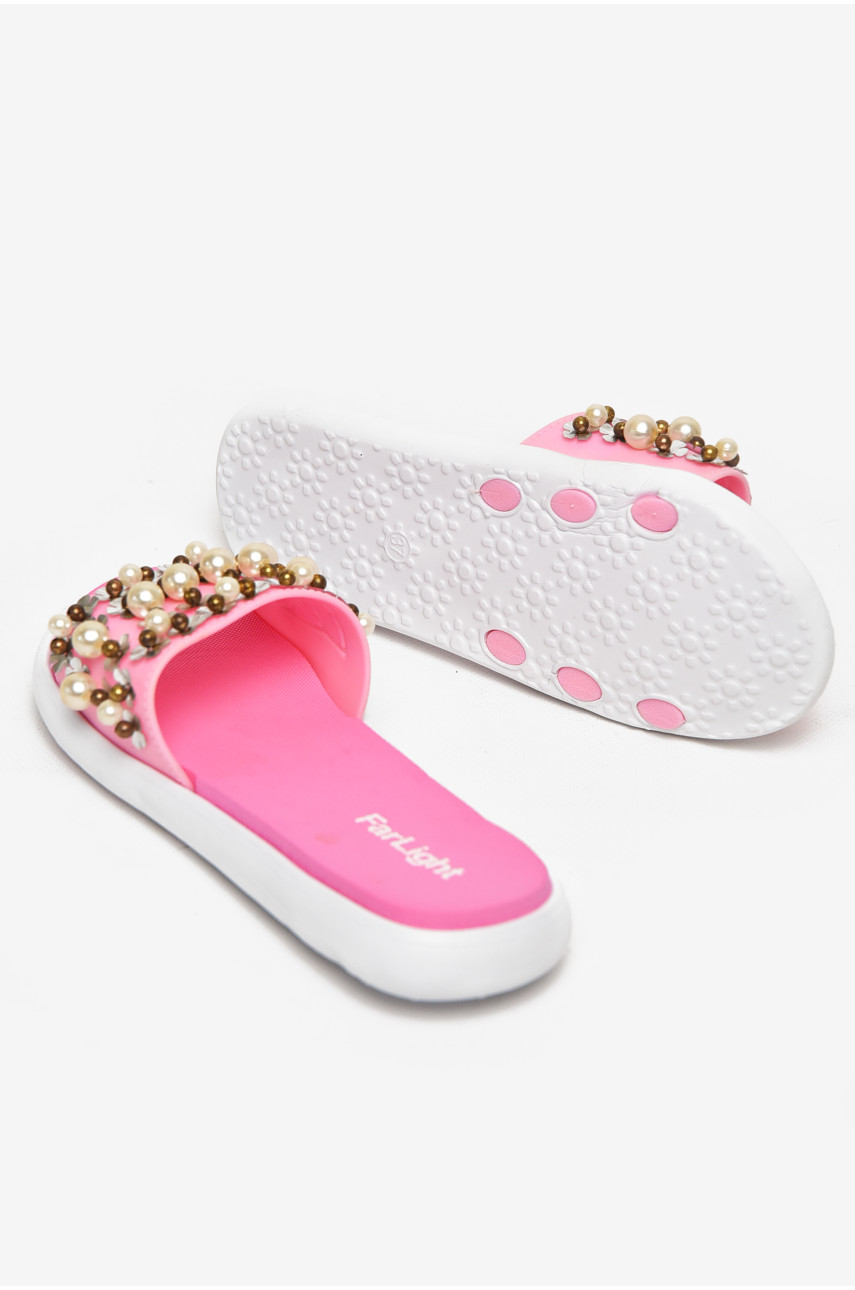 Шлепки женские розового цвета с бусинками 8459-1 212918